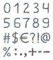 Numbers and symbols made of puzzle pieces - education concept