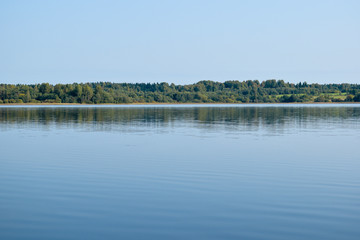 landscape with lake and blue sky