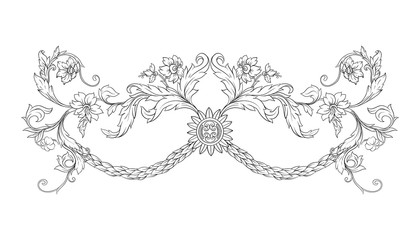 Elements In baroque, rococo, victorian renaissance style. Trendy floral vintage pattern. Vector illustration