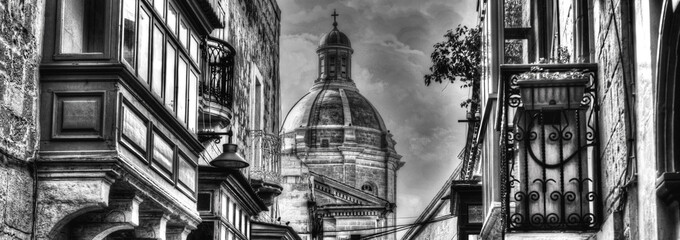 Ancient black and white city, Malta
