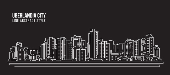 Cityscape Building panorama Line art Vector Illustration design - Uberlandia city