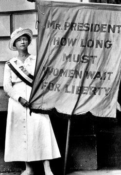 A demonstration for equal rights for women, U.S., 1910s