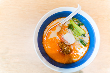 Tom Yum ramen in Thai style