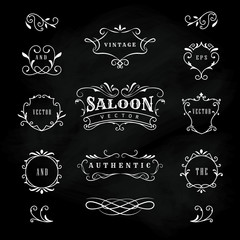 Western hand drawn blackboard vintage badge banners vector