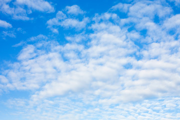 The blue sky is full of beautiful white clouds.