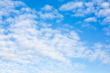 The blue sky is full of beautiful white clouds.