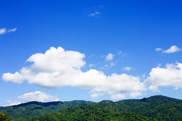 The blue sky is full of beautiful white clouds.