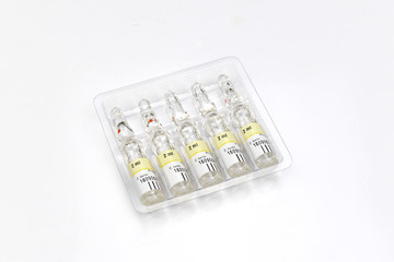 Small glass vial with medicament