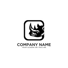 rhino logo design vector template white background
