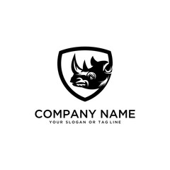 rhino logo design vector template white background