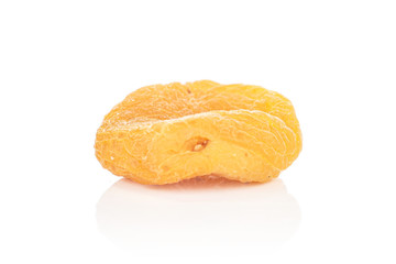 One whole dried orange apricot isolated on white background