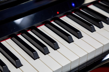 white and black keys in electric pianos