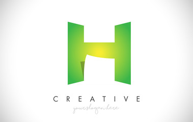 Fototapeta premium H Letter Design Icon With Paper Cut Design Vector Logo Illustration