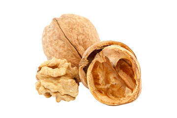 Walnuts isolated on white background. Healthy eating
