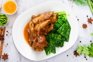 Stewed leg pork with sweet gravy sauce style chinese food