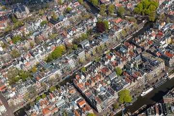 Fototapeta premium Amsterdam, Netherlands. Aerial view of the Old City Centre