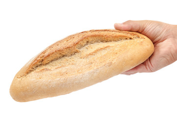 Wheat loaf of bread isolated on white background