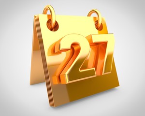 Desk golden calendar day 27 of the month