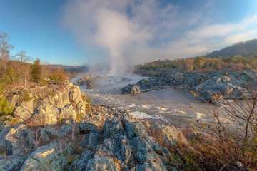 Great Falls lies on the right bank of the Potomac River, Virginia
