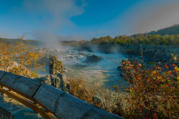 Great Falls lies on the right bank of the Potomac River