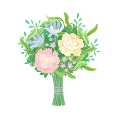 Wedding Bouquets Vector Illustrated Set. Magnificent Flower Bunch