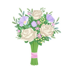 Wedding Bunch of Flowers Vector Illustrated Set