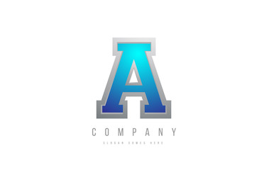 letter A alphabet blue grey white color for company logo icon design. Usable for a company logotype or business