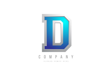 letter D alphabet blue grey white color for company logo icon design. Usable for a company logotype or business