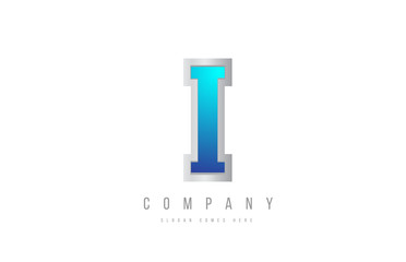 letter i alphabet blue grey white color for company logo icon design. Usable for a company logotype or business