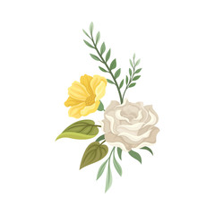 Floral White Rose Vintage Bording Decorative Vector Element