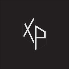 XP Initial Letters logo monogram with up to down style isolated on black background