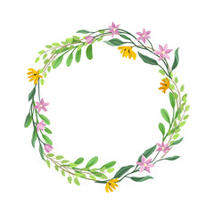 Botanical Vector Border. Colorful Decorated Wreath Element