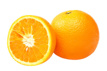 Fresh orange fruit isolated on a white background