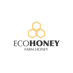 Fresh Organic Honey logo and icons with honeycombs.