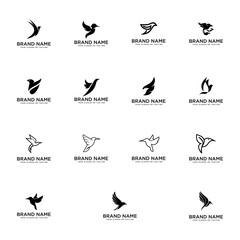 set bird logo design vector template white background