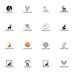 set creative logo design deer vector template