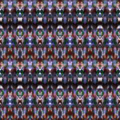 Seamless abstract pattern. Ikat weaving in blue, brown and green. Ethnic ornament.