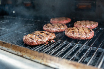 Grilling Hamburgers outside
