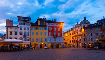 Evening view of the streets of Trento. Italy