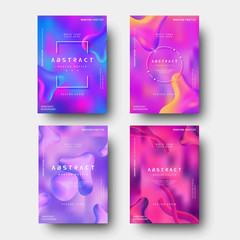 Poster Cover With Gradient Abstract Liquid Fluid Background