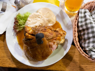 Pork shank with horseradish, mustard and bread