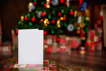 Naklejka na ściany i meble Blank paper greeting or invitation card. Christmas, New Year, winter holidays concept.