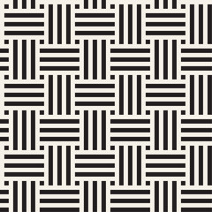 Vector seamless pattern. Geometric striped ornament. Linear weave lattice background.