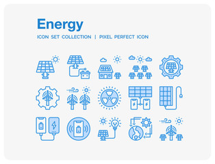 Energy Icons Set. UI Pixel Perfect Well-crafted Vector Thin Line Icons. The illustrations are a vector.
