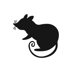 Rat silhouette icon. Happy Chinese New Year 2020 greeting card template.