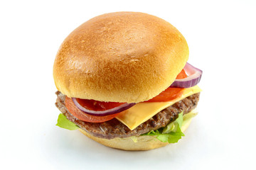 beef burger on a white background