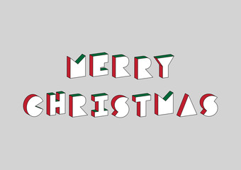 Merry Christmas text with 3d isometric effect on gray background