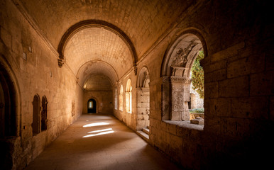 Fototapeta na wymiar Inside deserted Abbey, south France