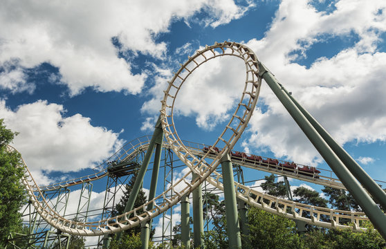 Kaatsheuvel, Netherlands, August 19, 2017: The roller coaster The Python in the amusement park Efteling