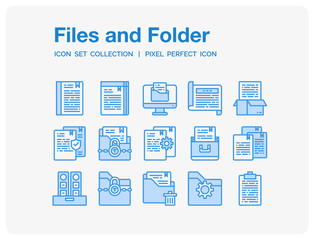 Files and folder Icons Set. UI Pixel Perfect Well-crafted Vector Thin Line Icons. The illustrations are a vector.